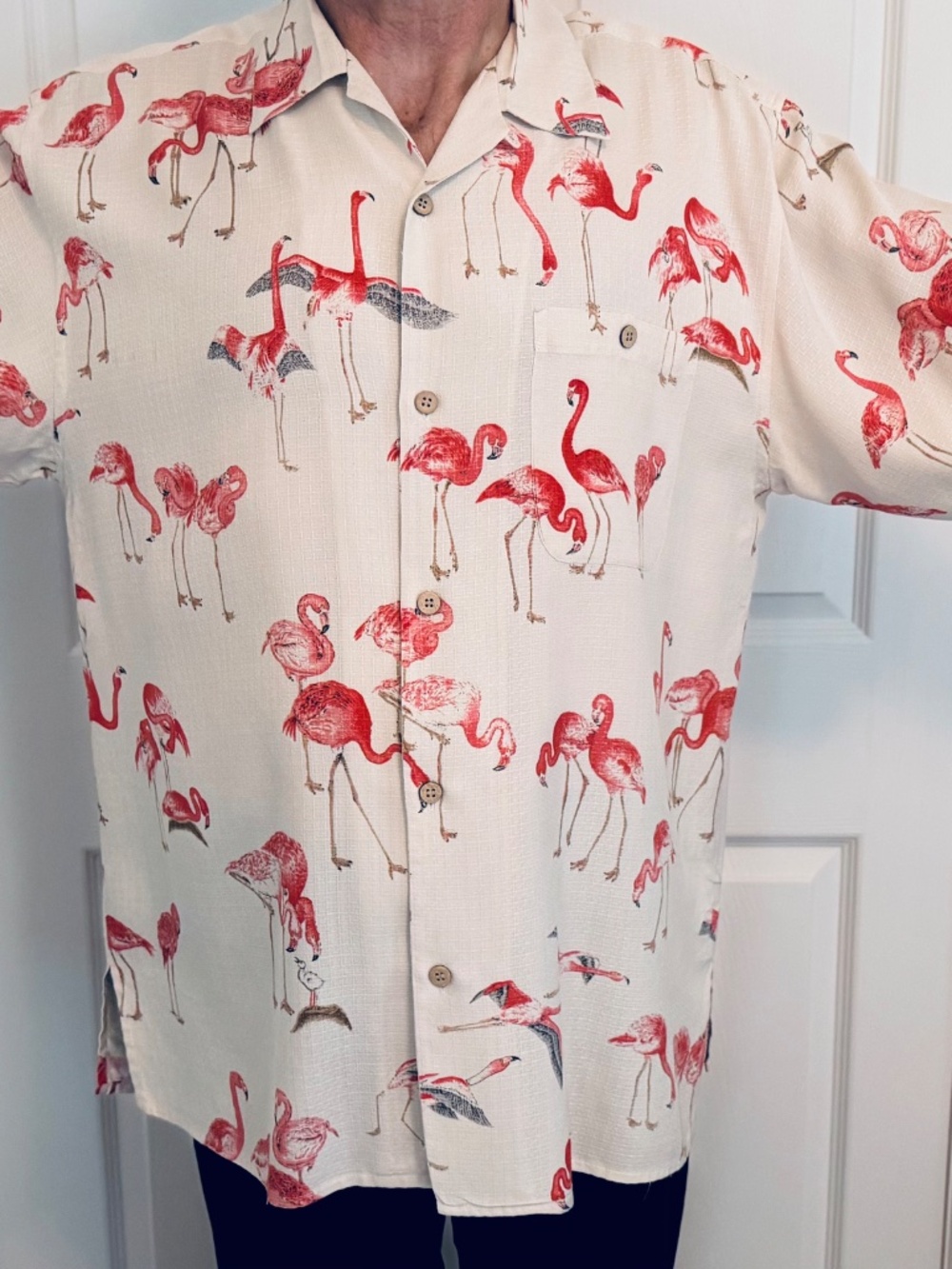 Tulliano Flamingo Print Hawaiian Shirt - Size L